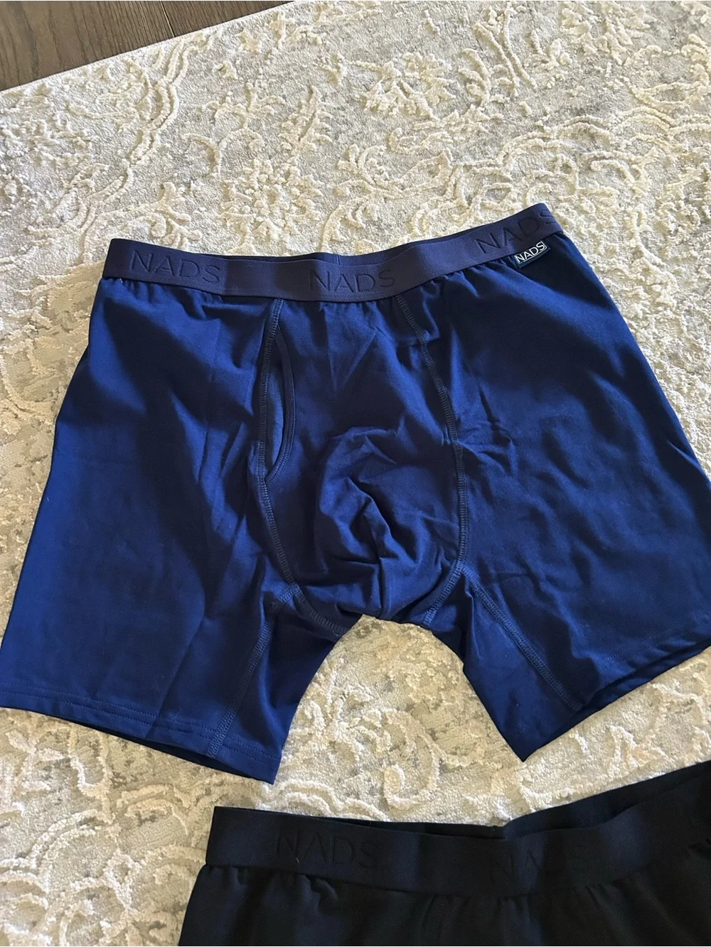 NWOT NADS 2 pair Black and Blue 100% Certified Organic Boxer Briefs XL